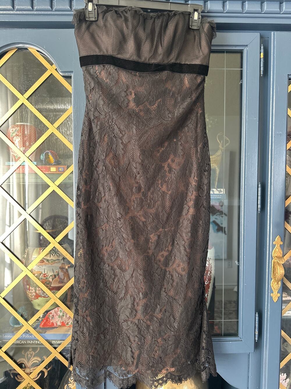 Vintage White by Vera Wang Black lace Strapless Dress Formal, Cocktail